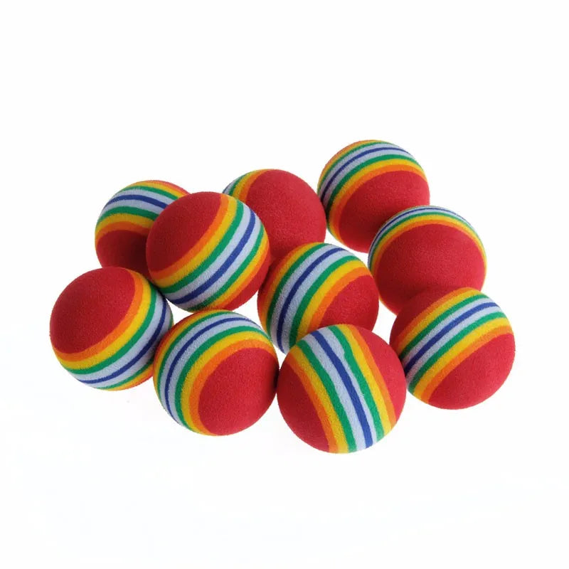 10Pcs Colorful Cat Toy Ball Interactive Cat Toys Play Chewing Rattle Scratch Natural Foam Ball Training Pet Supplies YX#