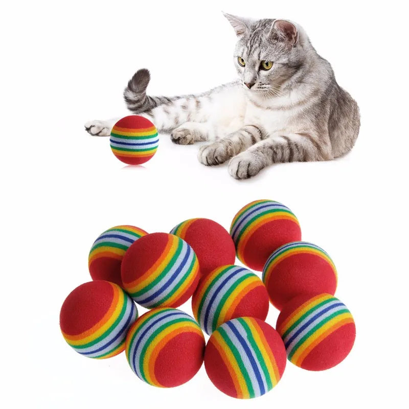 10Pcs Colorful Cat Toy Ball Interactive Cat Toys Play Chewing Rattle Scratch Natural Foam Ball Training Pet Supplies YX#