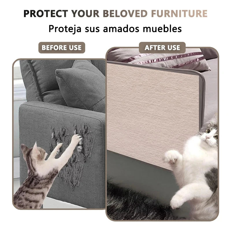 Wall Anti Cat Scratch Sofa DIY Cats Scratch Board Sofa Protection Paws Sharpen Trimmable Self-adhesive Carpet Cats Scratch Board