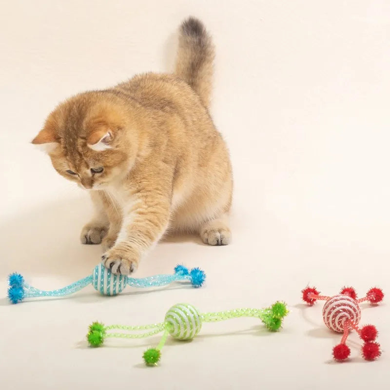 Cat Toy Self Hi Cats Sticks Cat Toys Interactive 2PC Ropes Ball Toys for Cats Teasing Bite-resistant Wool Ball 2PCS Pet Products