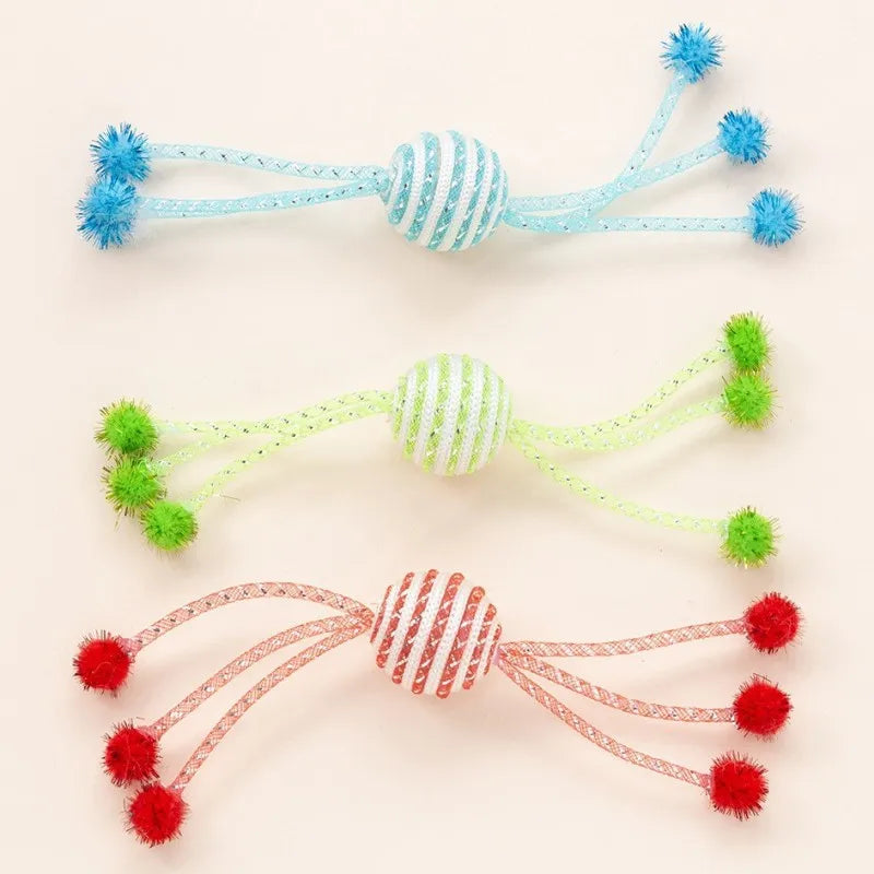 Cat Toy Self Hi Cats Sticks Cat Toys Interactive 2PC Ropes Ball Toys for Cats Teasing Bite-resistant Wool Ball 2PCS Pet Products