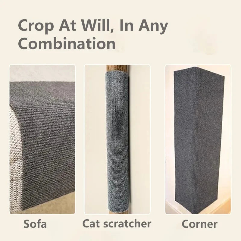 Wall Anti Cat Scratch Sofa DIY Cats Scratch Board Sofa Protection Paws Sharpen Trimmable Self-adhesive Carpet Cats Scratch Board