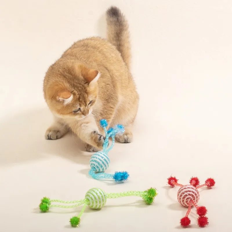 Cat Toy Self Hi Cats Sticks Cat Toys Interactive 2PC Ropes Ball Toys for Cats Teasing Bite-resistant Wool Ball 2PCS Pet Products