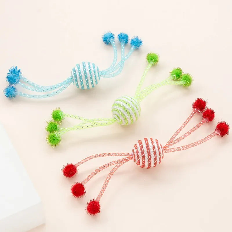 Cat Toy Self Hi Cats Sticks Cat Toys Interactive 2PC Ropes Ball Toys for Cats Teasing Bite-resistant Wool Ball 2PCS Pet Products